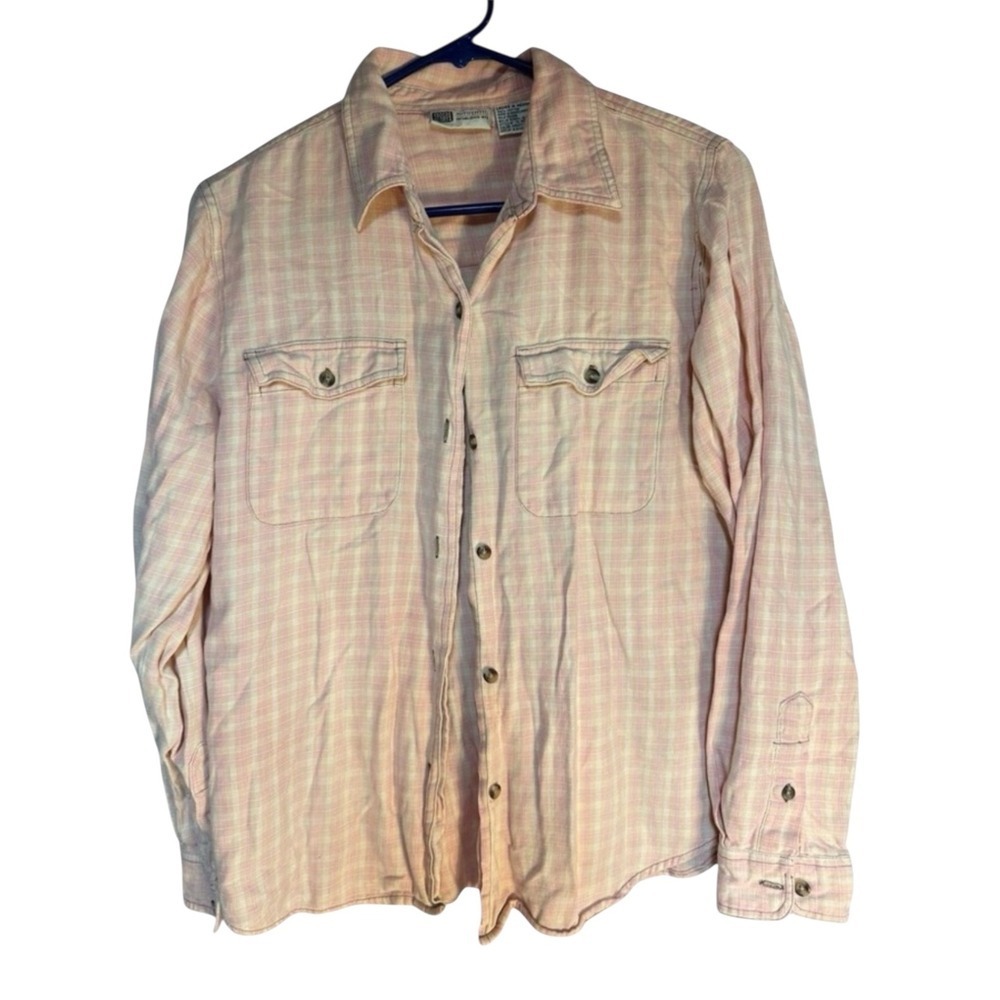 Faded Glory Pink Plaid Button Down Shirt